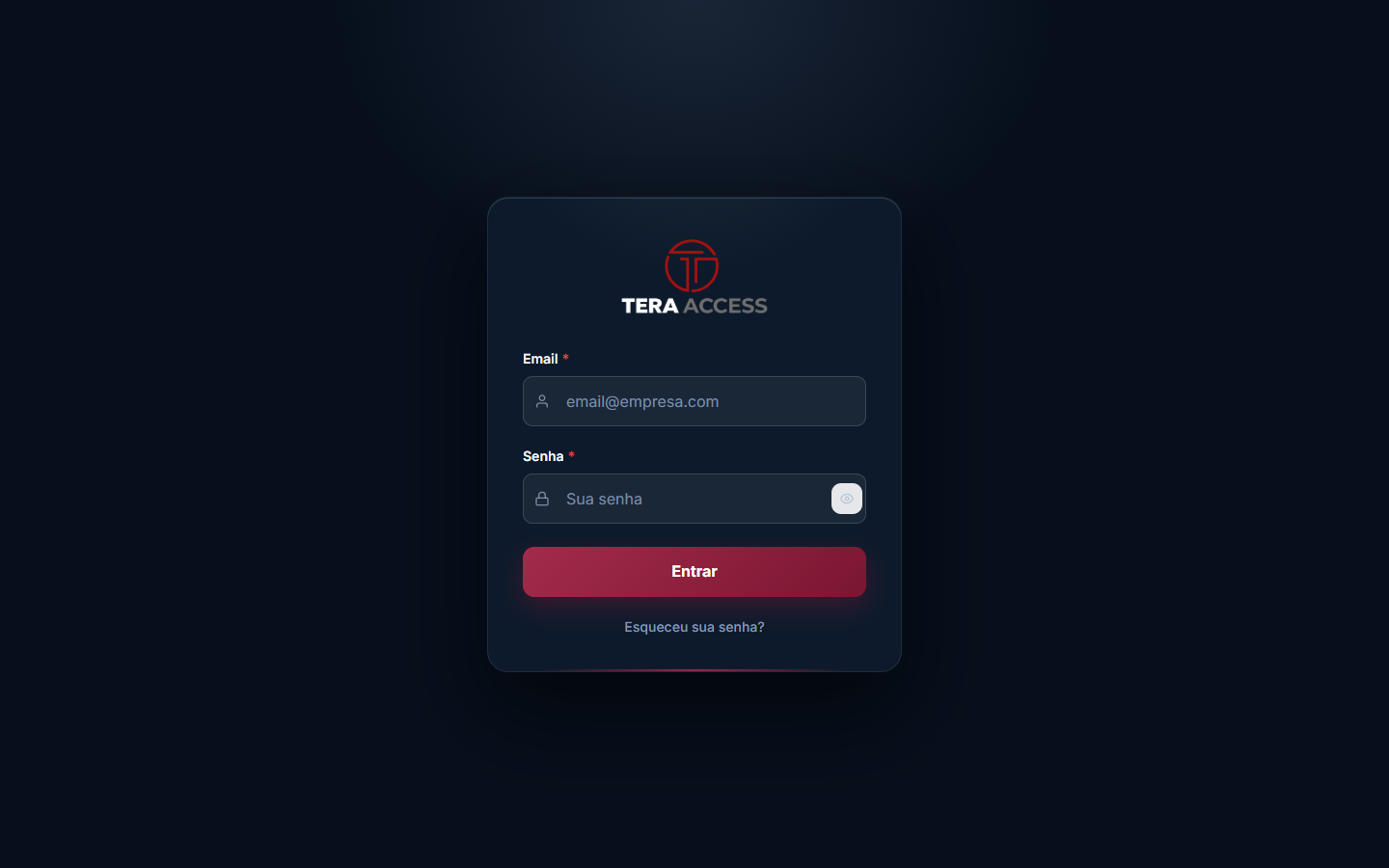 Tela de login da Central